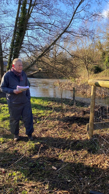 Creative Writing course leader Johnathan Ward at walnut tree planting, John's Water, Blickling Estate